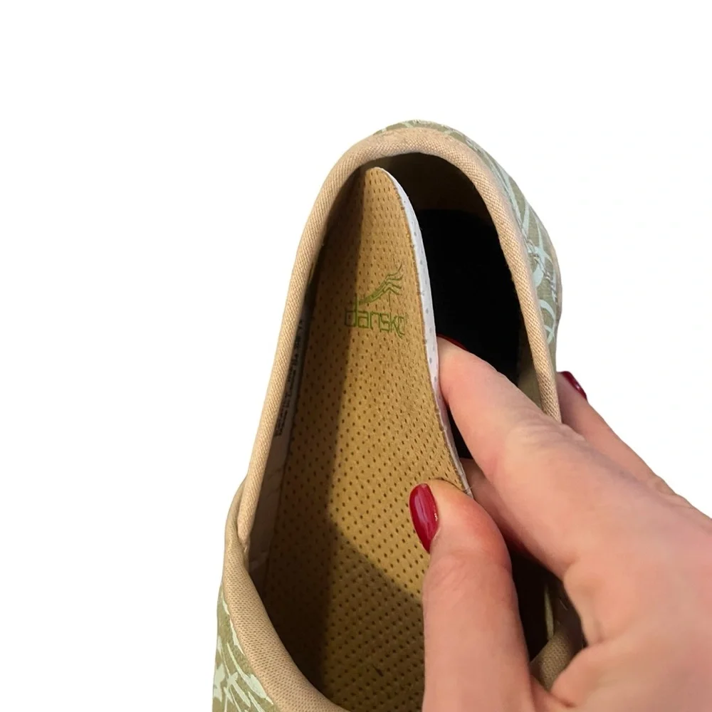 Dansko Victoria clog canvas jute espadrille green tan 38 - Picture 13 of 14